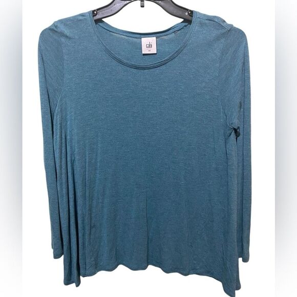 CAbi Swing Tee 0356 Turquoise Flowy Oversized Asymmetrical Hem Office Casual - Picture 5 of 10